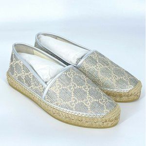 🚫SOLD🚫Brand New Authentic Women's Gucci Silver GG Logo Espadrilles Size 8 US